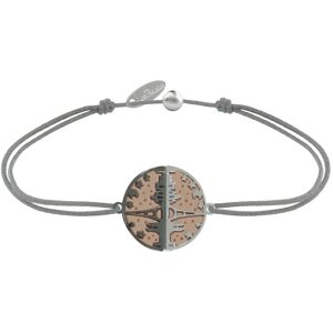 LES POULETTES BIJOUX Bracelet Lien Medaille Argent Plaque Or Rose Ruthenium Paris - Gris