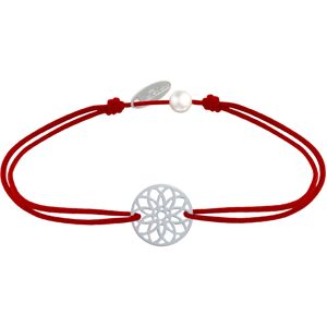 LES POULETTES BIJOUX Bracelet Lien Medaille Argent Mandala Graine de Vie - Rouge