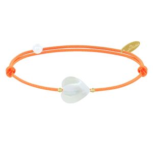 LES POULETTES BIJOUX Bracelet Lien Petit Coeur de Nacre - Colors - Orange