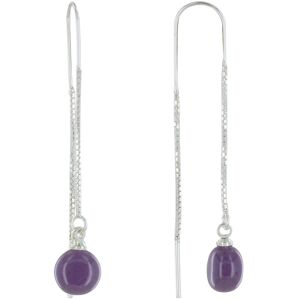 LES POULETTES BIJOUX Boucles d'Oreilles Chainette Argent et Perle Ceramique - Violet