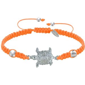 LES POULETTES BIJOUX Bracelet Tortue Metal Argente Lien Tresse - Orange