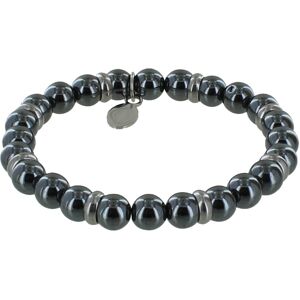 LES POULETTES BIJOUX Bracelet Elastique Anneau Acier et Perles Hematite