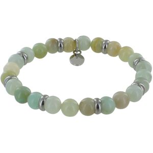 LES POULETTES BIJOUX Bracelet Elastique Anneau Acier et Perles Amazonite