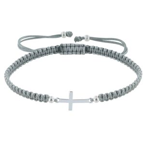 LES POULETTES BIJOUX Bracelet Argent Croix Lien Tresse - Classics - Gris clair