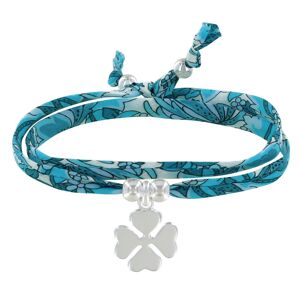 LES POULETTES BIJOUX Bracelet Double Tour Lien Liberty et Trefle Argent - Colors - Turquoise