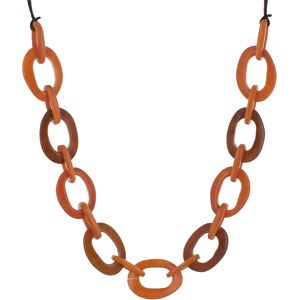 LES POULETTES BIJOUX Collier Ovales en Tagua Bicolore - Orange