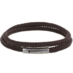 LES POULETTES BIJOUX Bracelet Homme Double Tour Tresse en Coton Carre - Marron fonce