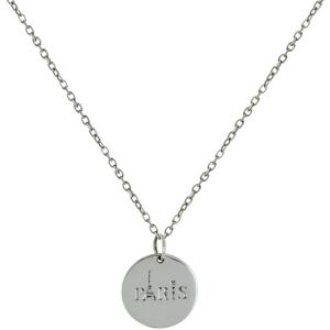 LES POULETTES BIJOUX Collier Argent Medaille Ronde Gravee Paris