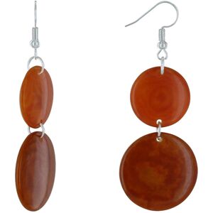 LES POULETTES BIJOUX Boucles d'Oreilles Deux Pastilles de Tagua Bicolore - Orange