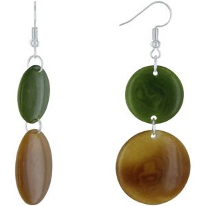 LES POULETTES BIJOUX Boucles d'Oreilles Deux Pastilles de Tagua Bicolore - Vert