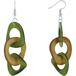 LES POULETTES BIJOUX Boucles d'Oreilles Petales Ajourees de Tagua Bicolore - Vert