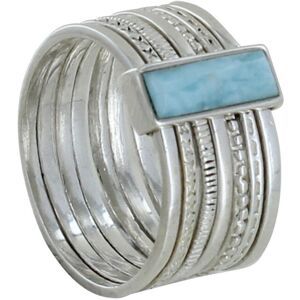 LES POULETTES BIJOUX Bague Argent Semainier et Rectangle de Larimar