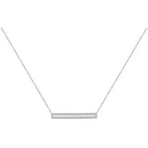 LES POULETTES BIJOUX Collier Argent Rhodie Rectangle Ajoure de Strass