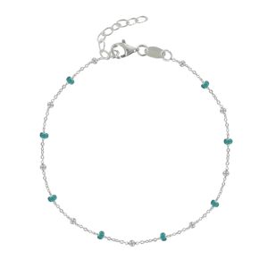 LES POULETTES BIJOUX Bracelet Argent Perles Émaillees et Perles Argent - Turquoise