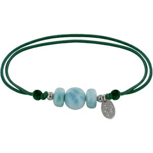 LES POULETTES BIJOUX Bracelet Lien Une Perle et Deux Anneaux de Larimar - Vert