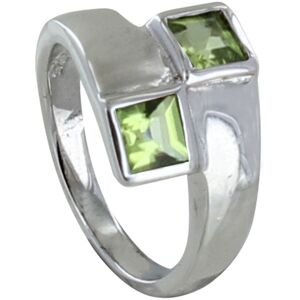 LES POULETTES BIJOUX Bague Argent Rhodie Toi et Moi Carre Peridot