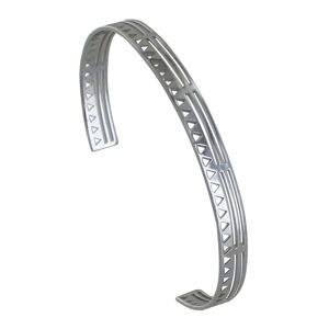 LES POULETTES BIJOUX Bracelet Argent Rhodié Demi Jonc Plat Soleil