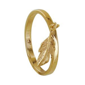 LES POULETTES BIJOUX Bague Plaque Or Breloque Plume