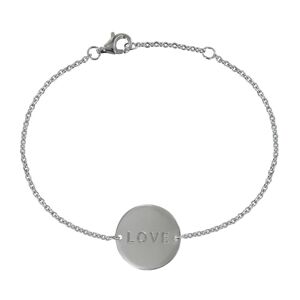 LES POULETTES BIJOUX Bracelet Argent Rhodie Medaille Ronde Love