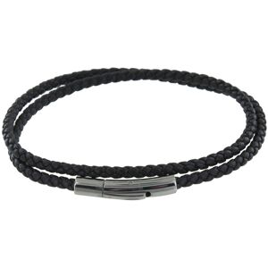 LES POULETTES BIJOUX Bracelet Homme Double Tour Cuir Tresse Rond pour Poignet 19cm