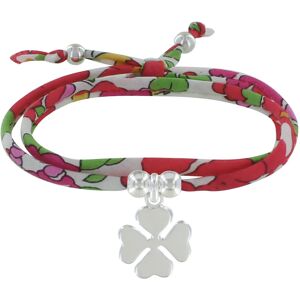 LES POULETTES BIJOUX Bracelet Double Tour Lien Liberty et Trefle Argent - Classics - Rouge Geranium