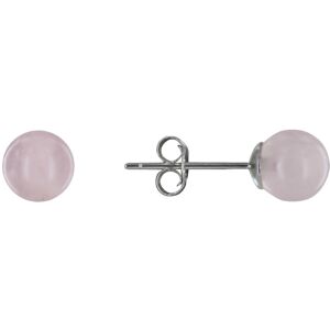 LES POULETTES BIJOUX Boucles d'Oreilles Clou Argent Rhodie et Perles de Quartz Rose 6 mm