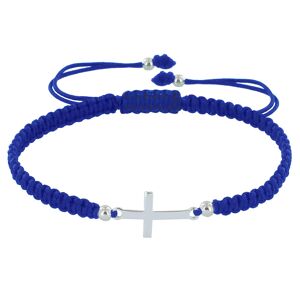 LES POULETTES BIJOUX Bracelet Argent Croix Lien Tresse - Classics - Bleu