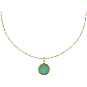 LES POULETTES BIJOUX Collier Plaqué Or Médaille Ronde Amazonite