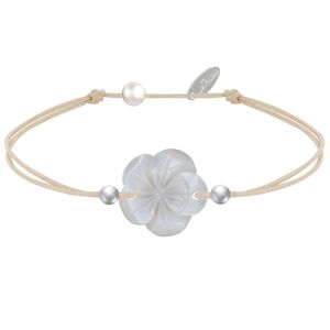 LES POULETTES BIJOUX Bracelet Lien Fleur de Nacre Ivoire et Perles d'Argent - Classics - Beige clair