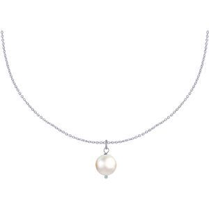 LES POULETTES BIJOUX Collier Argent Rhodie Pendentif Perle de Culture - Blanc