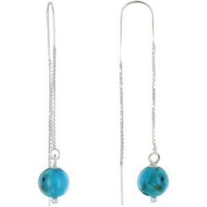 LES POULETTES BIJOUX Boucles d'Oreilles Chainette Argent et Perles de Turquoise