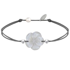LES POULETTES BIJOUX Bracelet Lien Fleur de Nacre Ivoire et Perles d'Argent - Classics - Gris