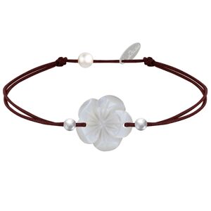 LES POULETTES BIJOUX Bracelet Lien Fleur de Nacre Ivoire et Perles d'Argent - Classics - Marron fonce
