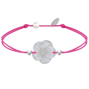 LES POULETTES BIJOUX Bracelet Lien Fleur de Nacre Ivoire et Perles d'Argent - Classics - Fuchsia