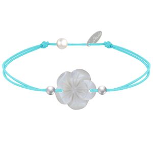 LES POULETTES BIJOUX Bracelet Lien Fleur de Nacre Ivoire et Perles d'Argent - Classics - Turquoise