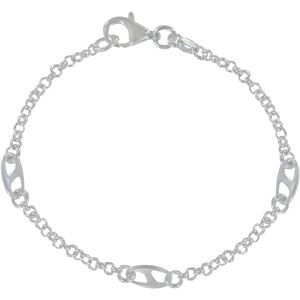 LES POULETTES BIJOUX Bracelet Argent Maillons Ronds et 3 Anneaux Marins