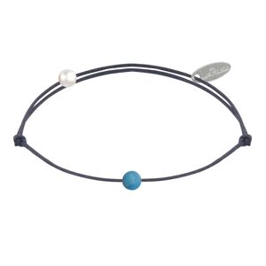 LES POULETTES BIJOUX Bracelet Lien Petite Perle de Turquoise - Gris