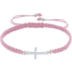 LES POULETTES BIJOUX Bracelet Argent Croix Lien Tresse - Classics - Rose