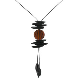 LES POULETTES BIJOUX Collier Lamelles et Cercle Tagua - Orange