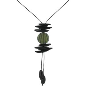 LES POULETTES BIJOUX Collier Lamelles et Cercle Tagua - Vert