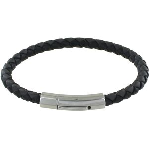 LES POULETTES BIJOUX Bracelet Homme Cuir Tresse Rond Bicolore 19cm - Gris