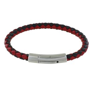 LES POULETTES BIJOUX Bracelet Homme Cuir Tresse Rond Bicolore 19cm