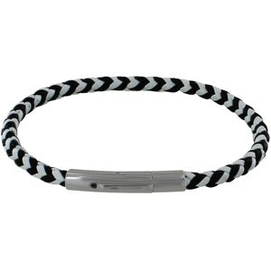 LES POULETTES BIJOUX Bracelet Homme Cuir Tresse Rond Bicolore Noir et Blanc