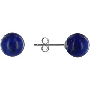 LES POULETTES BIJOUX Boucles d'Oreilles Clou Argent et Perles de Lapis Lazuli 8 mm