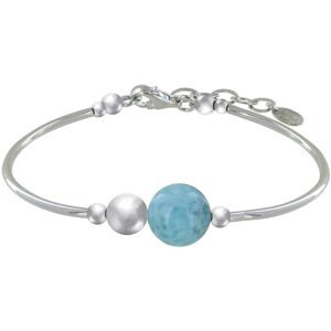 LES POULETTES BIJOUX Bracelet Tubes Argent Une Perle de Larimar et Trois Perles Argent