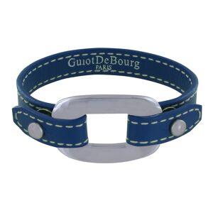 LES POULETTES BIJOUX Bracelet Cuir et Maille Rectangle Plate Argent 925 - Bleu