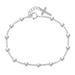 LES POULETTES BIJOUX Bracelet Argent Perles et Breloque Croix