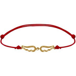 LES POULETTES BIJOUX Bracelet Plaque Or sur Lien Deux Petites Ailes d'Ange Ajourees - Rouge