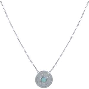 LES POULETTES BIJOUX Collier Chaine Argent Médaille Ronde et Demi Perle de Larimar