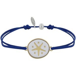 LES POULETTES BIJOUX Bracelet Lien Médaille en Laiton Etoile émaillée Blanche - Bleu